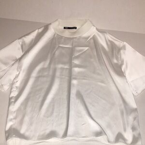 Zara Short Sleeve White Blouse Top | Size S